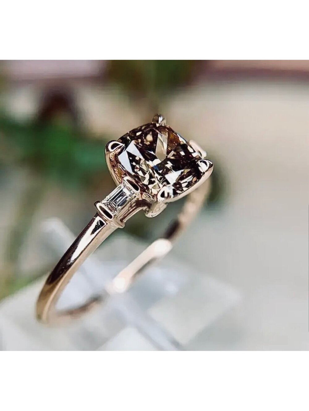 New - 14K Gold Plated Luxury Cocktail Style Ring with Zirconia - Size 7